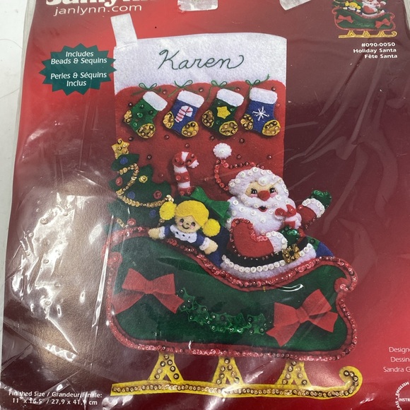 NIP Vintage Janlynn Holiday Santa #090-0050 Felt Appliqué Stocking Kit - Picture 3 of 7